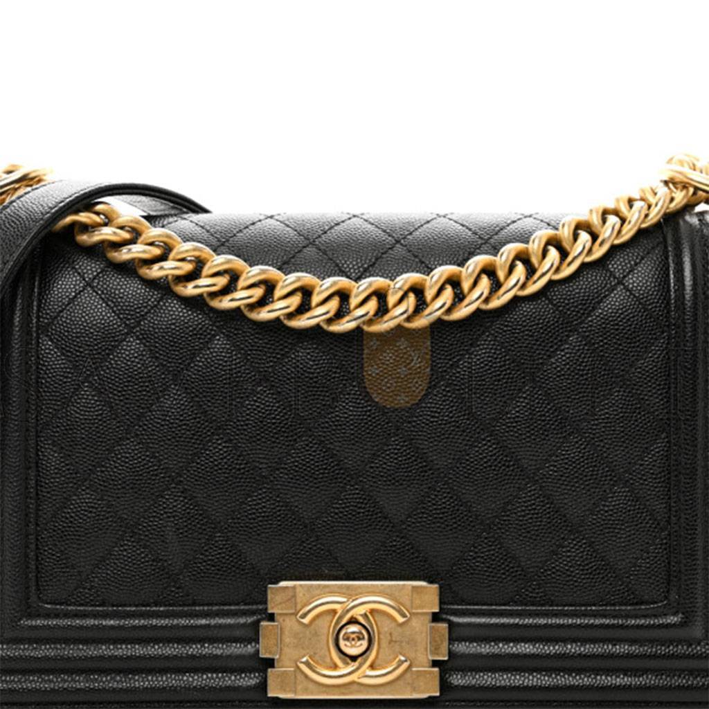 CHANEL MASTER BLACK CAVIAR BOY  MEDIUM SIZE A67086 (25*15*9cm)